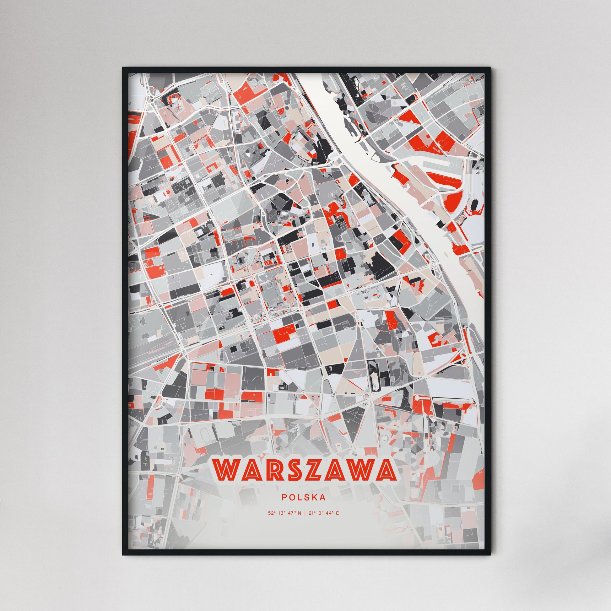 Colorful Warsaw Poland Fine Art Map Modern Expressive