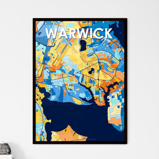 WARWICK RHODE ISLAND Vibrant Colorful Art Map Poster Blue Orange