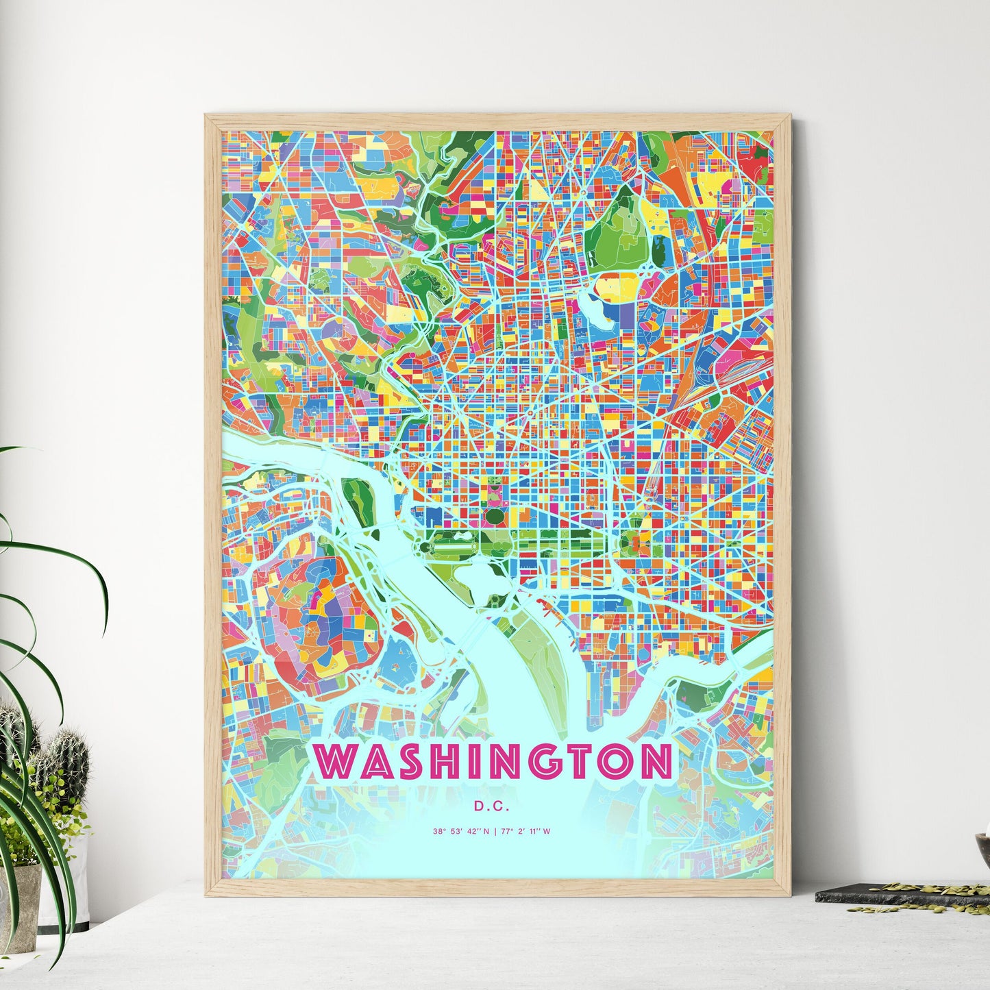 Colorful Washington D.C. Fine Art Map Crazy Colors