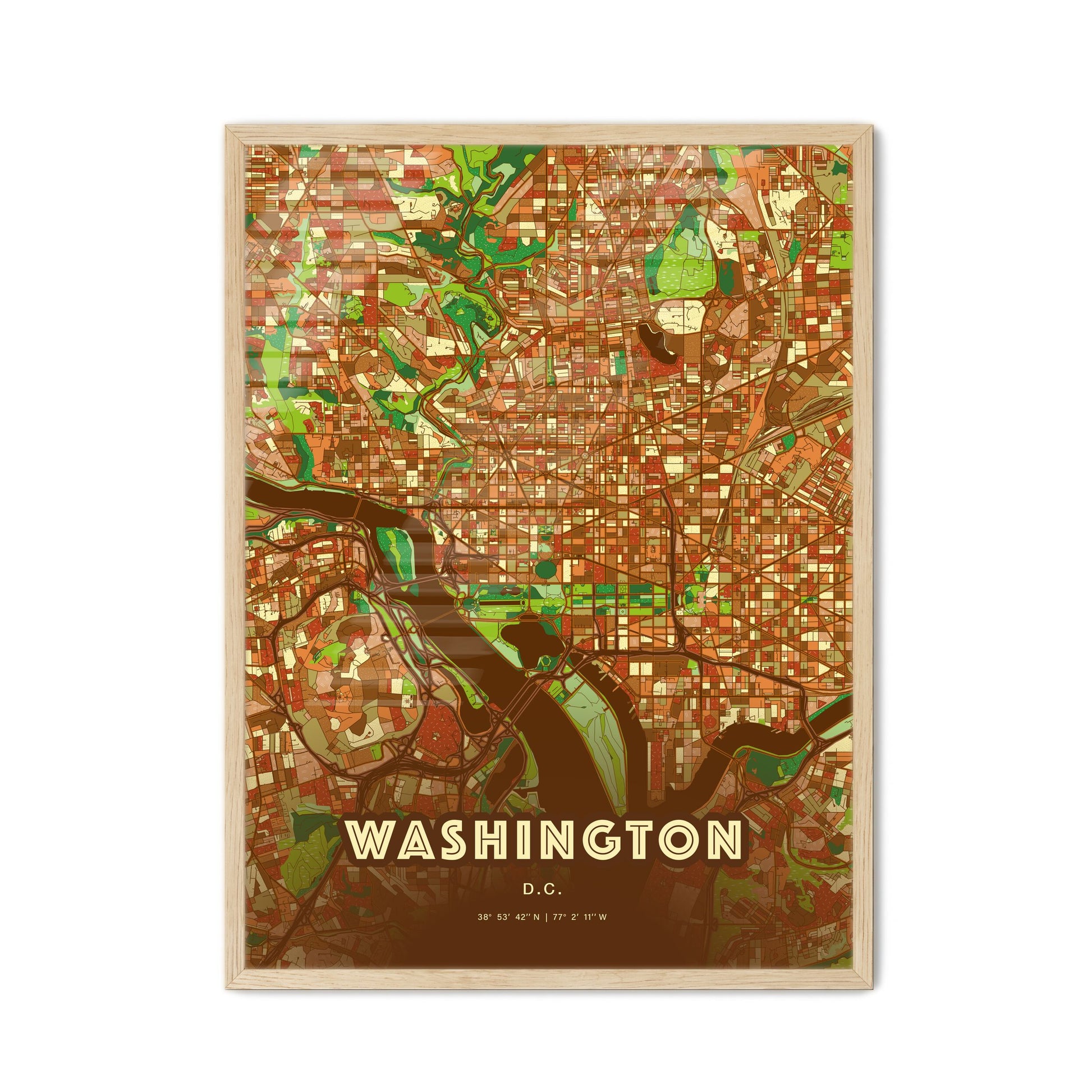 Colorful Washington D.C. Fine Art Map Farmhouse