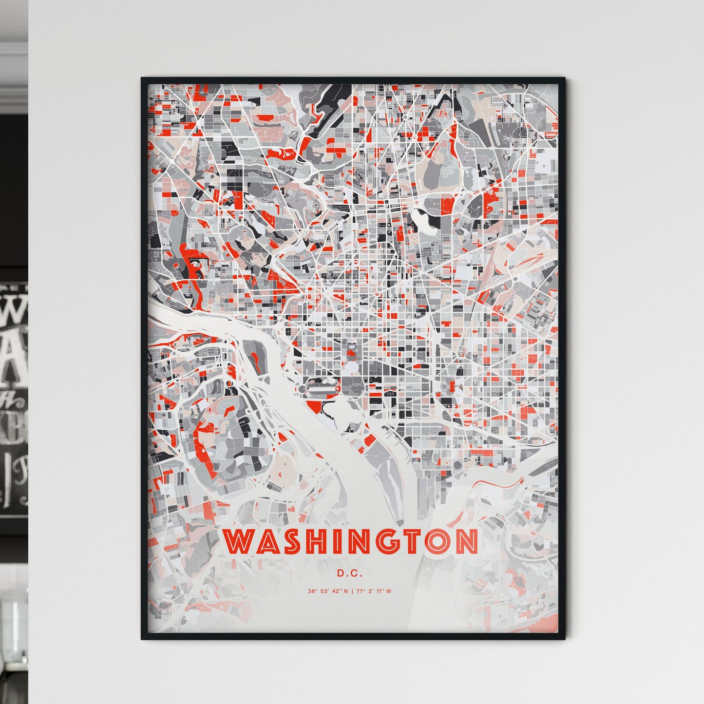 Colorful Washington D.C. Fine Art Map Modern Expressive