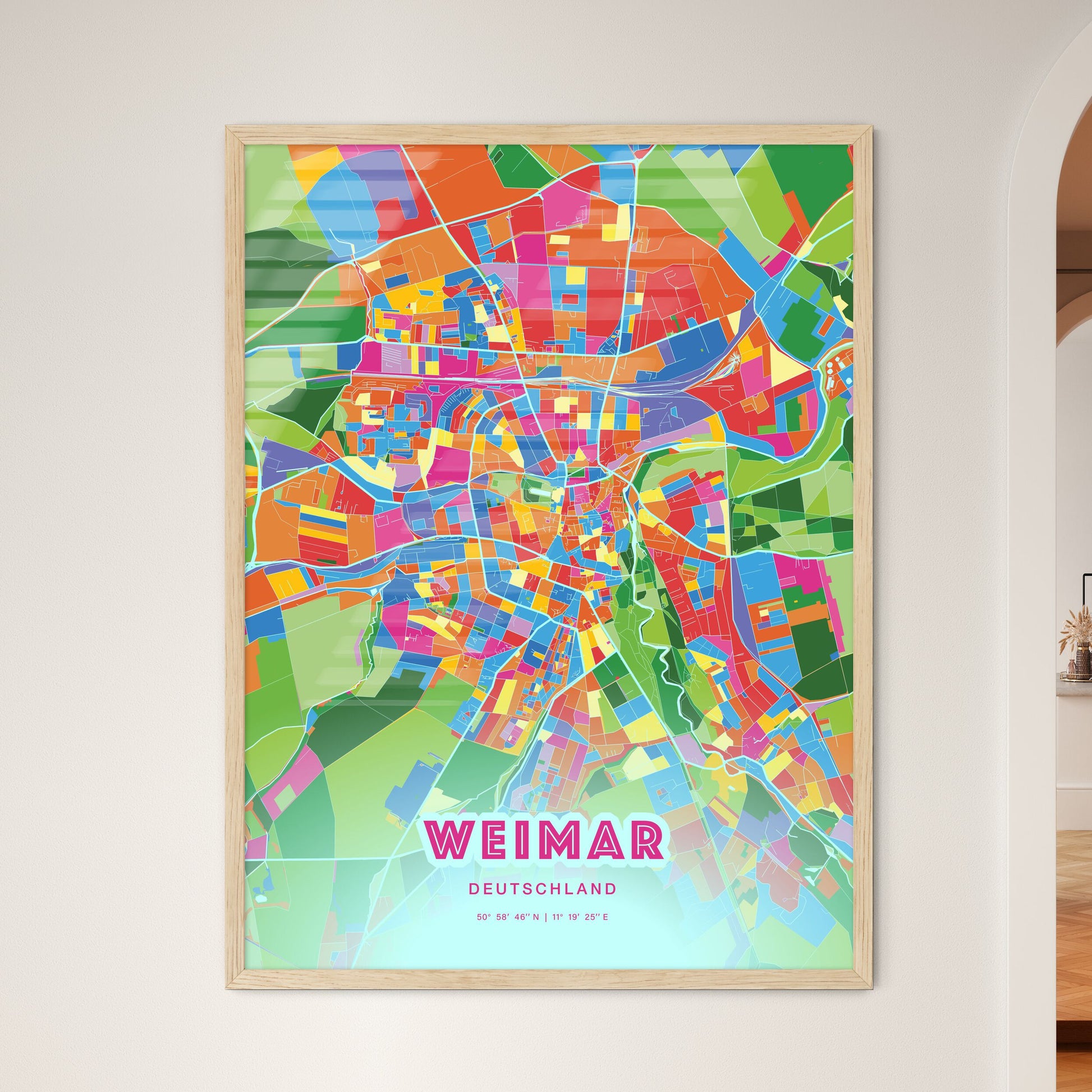 Colorful Weimar Germany Fine Art Map Crazy Colors