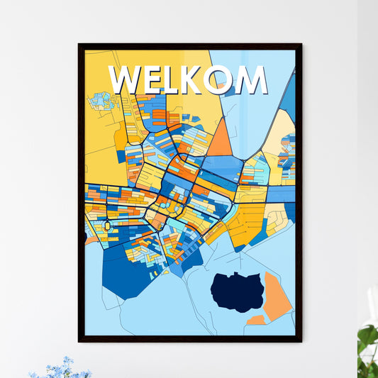 WELKOM SOUTH AFRICA Vibrant Colorful Art Map Poster Blue Orange