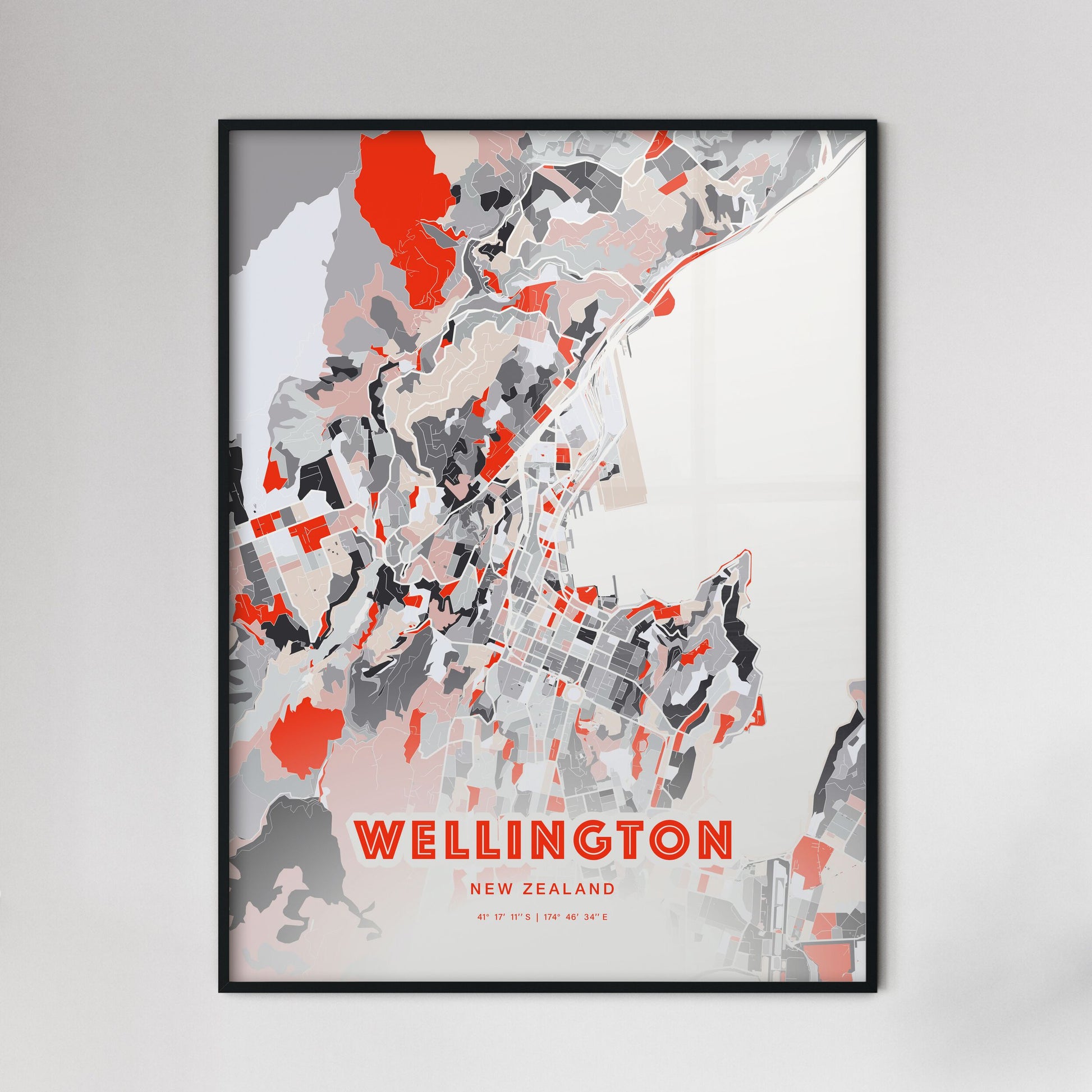 Colorful Wellington New Zealand Fine Art Map Modern Expressive