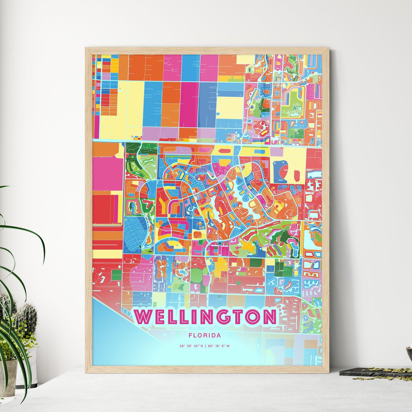 Colorful Wellington Florida Fine Art Map Crazy Colors