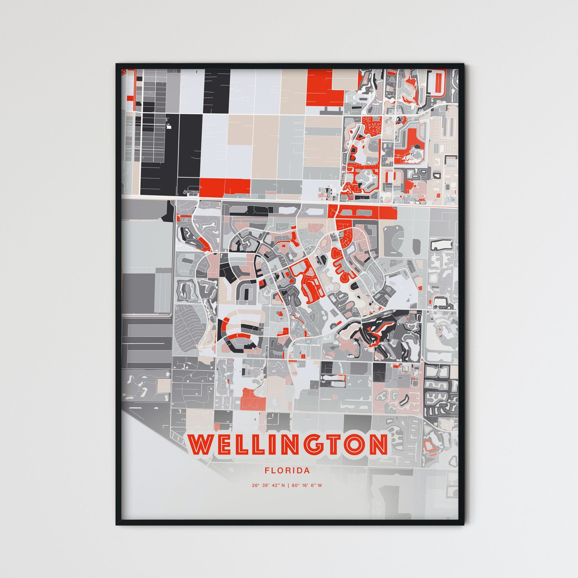 Colorful Wellington Florida Fine Art Map Modern Expressive