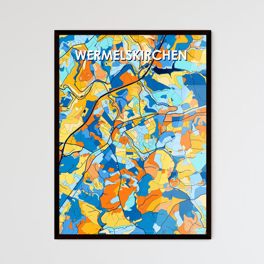 WERMELSKIRCHEN GERMANY Vibrant Colorful Art Map Poster Blue Orange