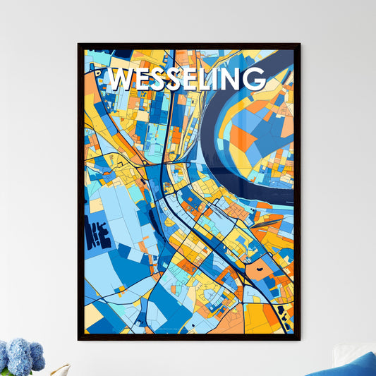 WESSELING GERMANY Vibrant Colorful Art Map Poster Blue Orange