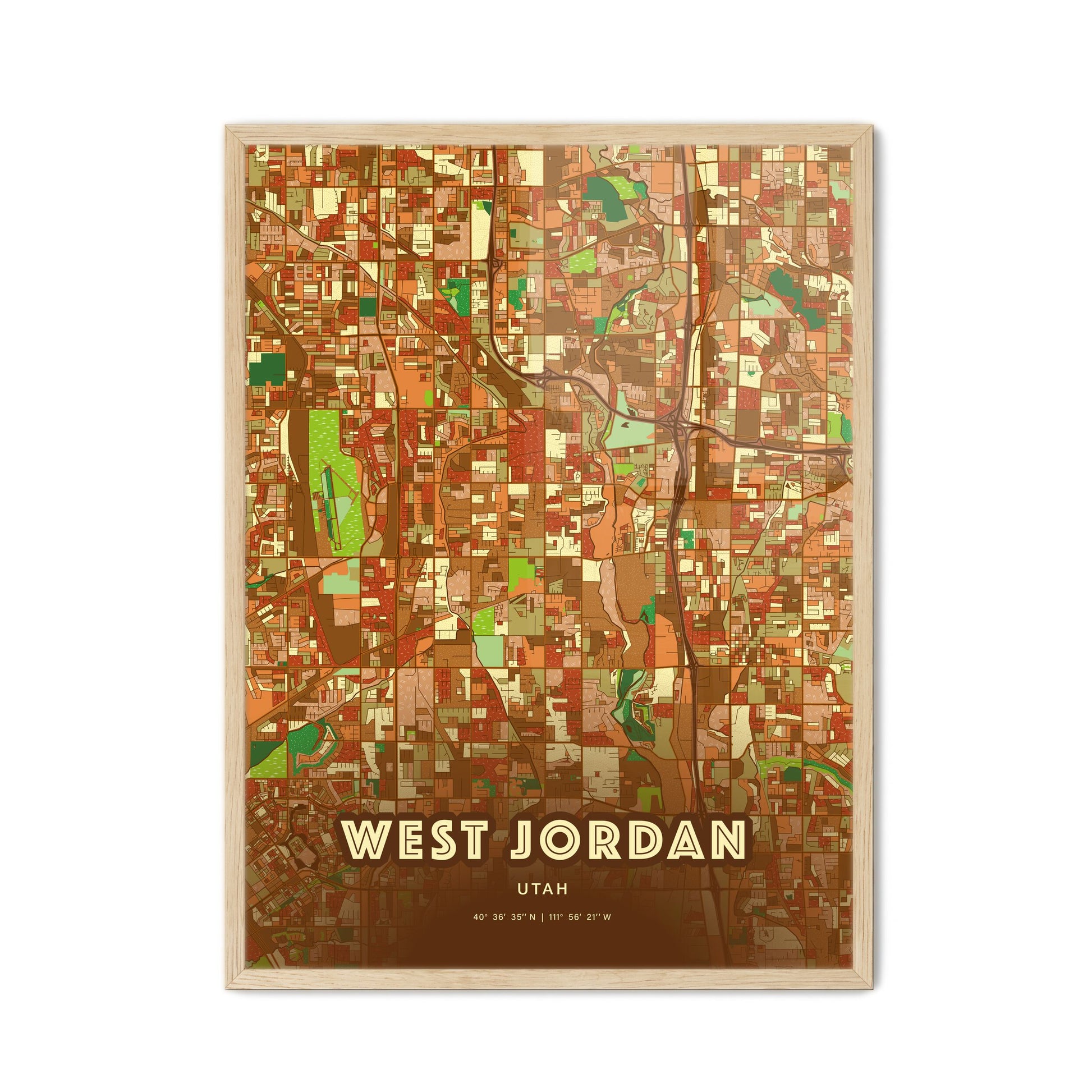 Colorful West Jordan Utah Fine Art Map Farmhouse