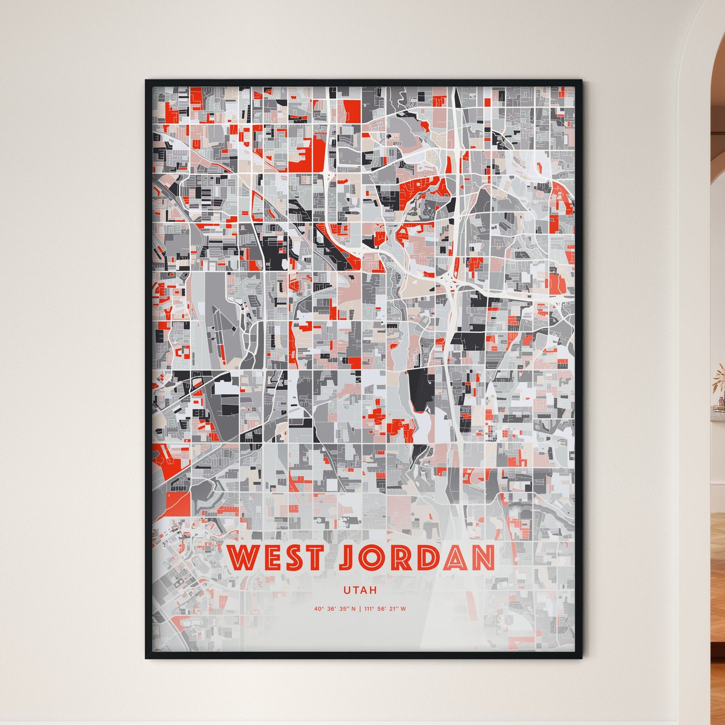 Colorful West Jordan Utah Fine Art Map Modern Expressive