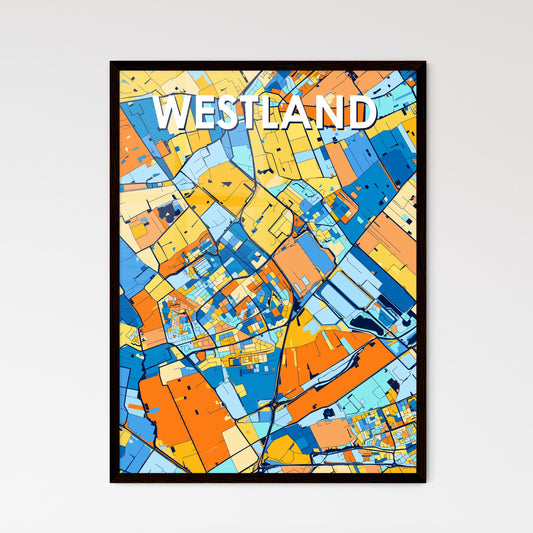 WESTLAND NETHERLANDS Vibrant Colorful Art Map Poster Blue Orange