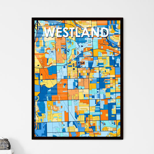 WESTLAND MICHIGAN Vibrant Colorful Art Map Poster Blue Orange