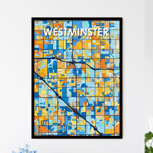 WESTMINSTER CALIFORNIA Vibrant Colorful Art Map Poster Blue Orange