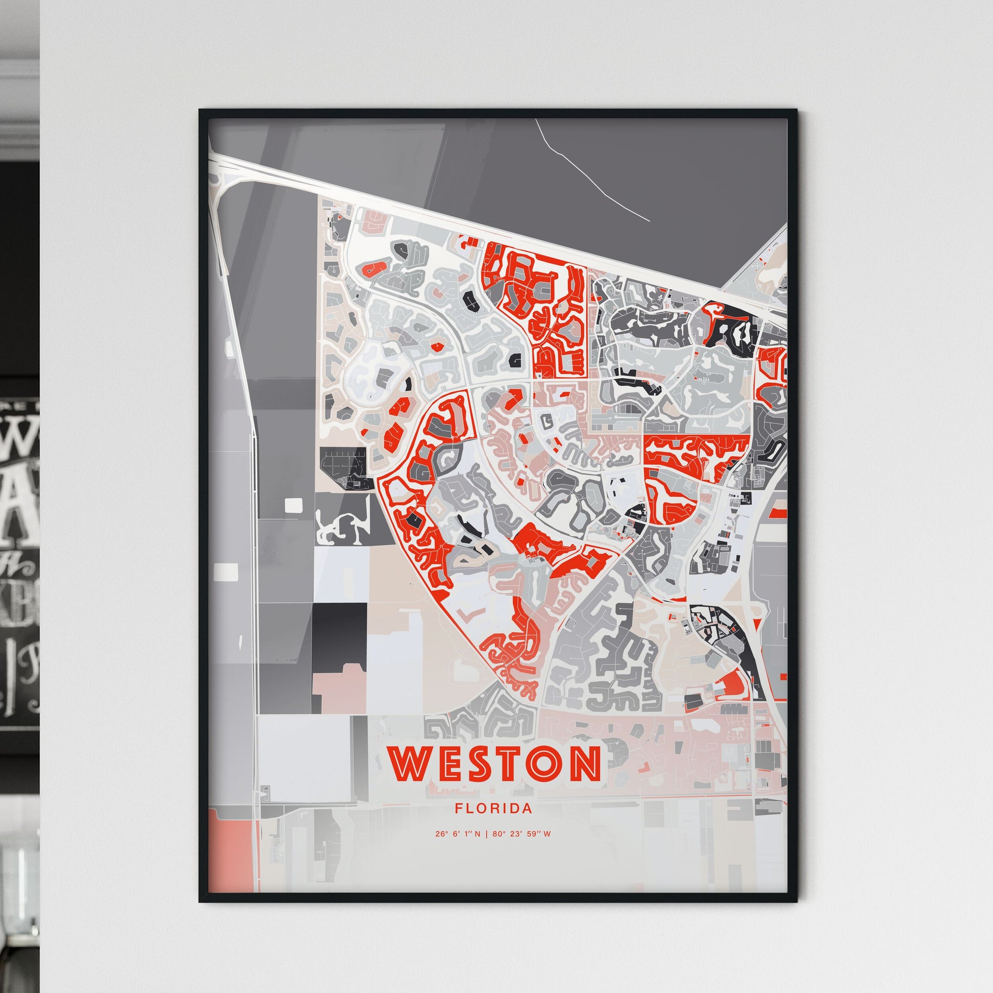 Colorful Weston Florida Fine Art Map Modern Expressive