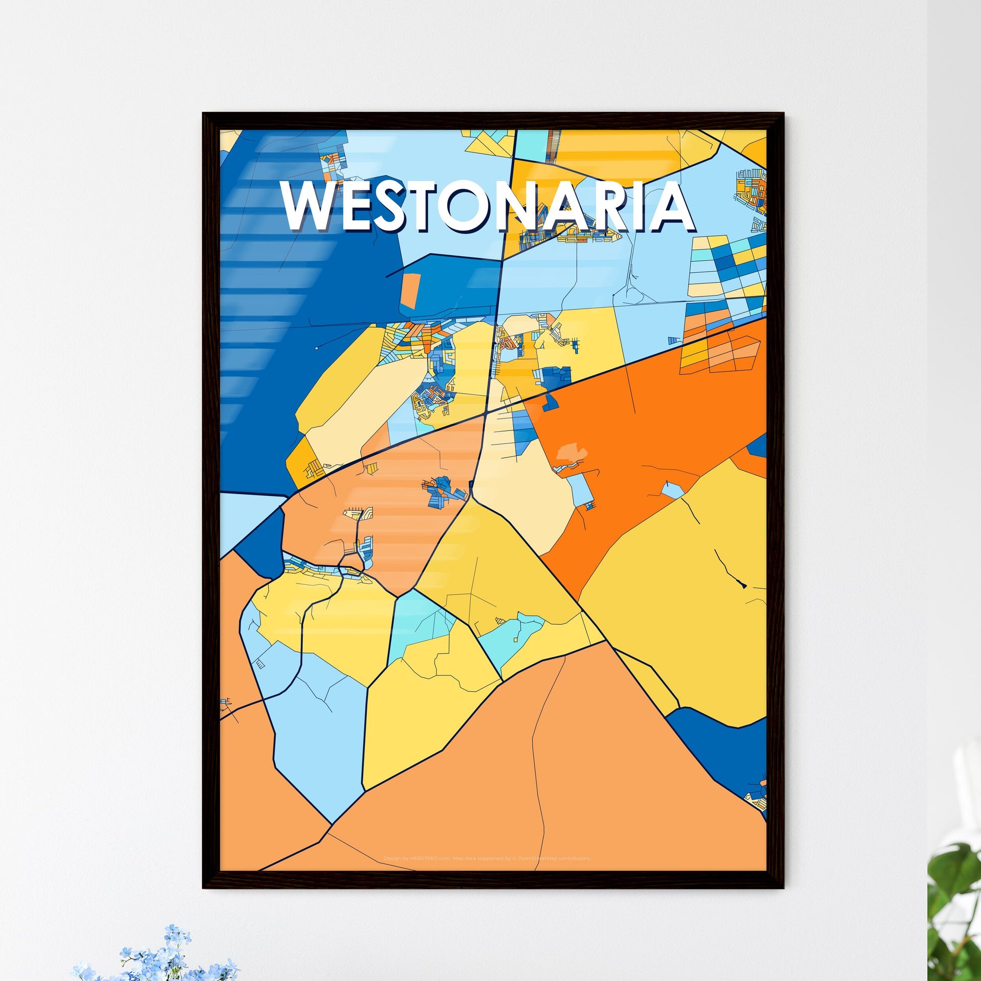 WESTONARIA SOUTH AFRICA Vibrant Colorful Art Map Poster Blue Orange