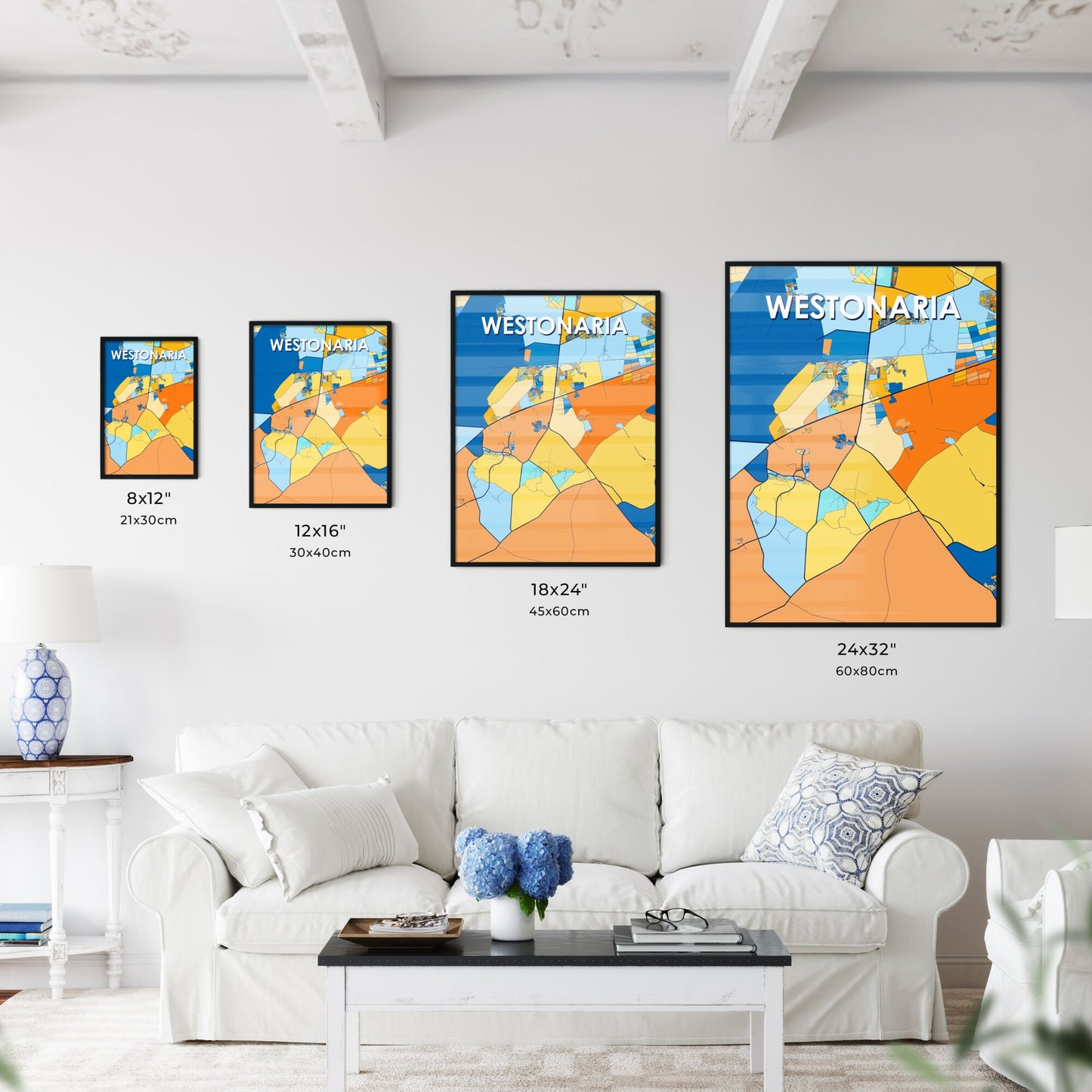 WESTONARIA SOUTH AFRICA Vibrant Colorful Art Map Poster Blue Orange