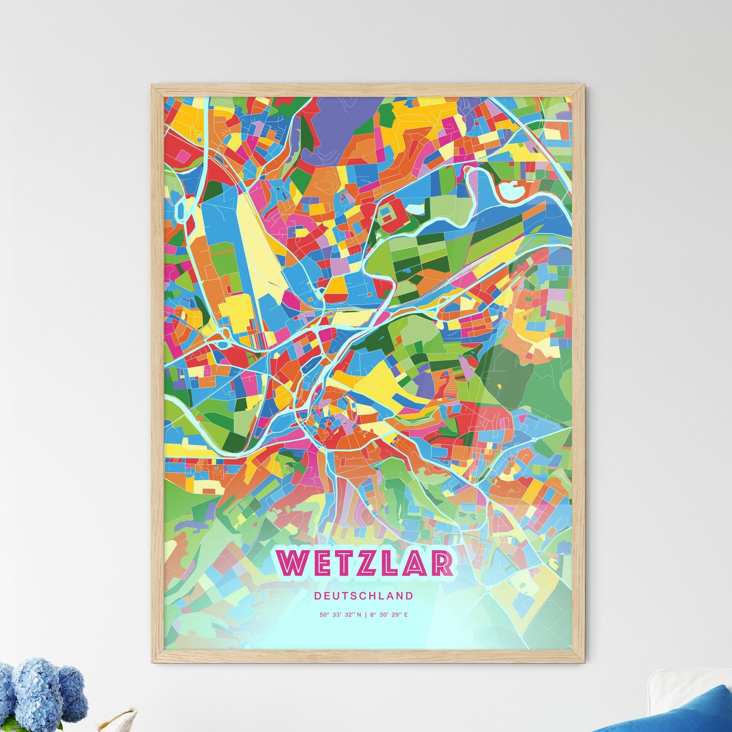 Colorful Wetzlar Germany Fine Art Map Crazy Colors