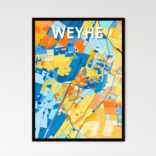 WEYHE GERMANY Vibrant Colorful Art Map Poster Blue Orange