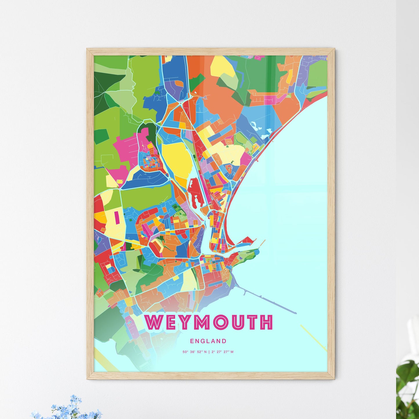 Colorful Weymouth England Fine Art Map Crazy Colors