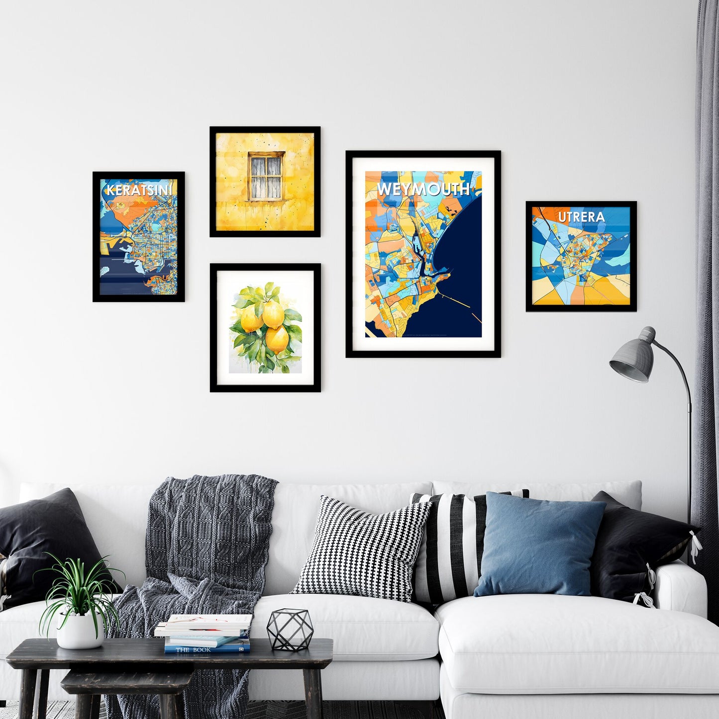 WEYMOUTH ENGLAND Vibrant Colorful Art Map Poster Blue Orange