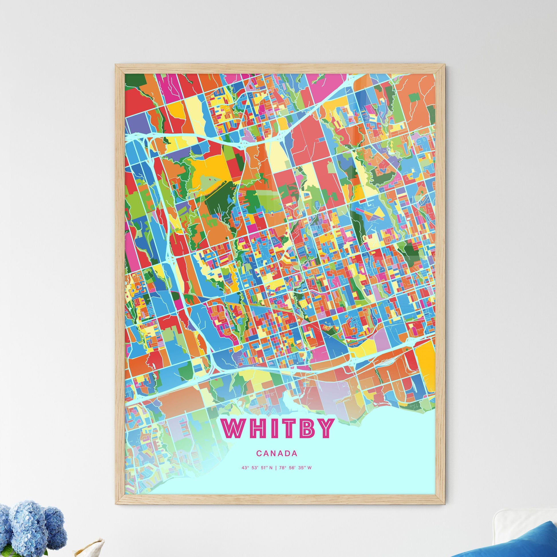 Colorful Whitby Canada Fine Art Map Crazy Colors