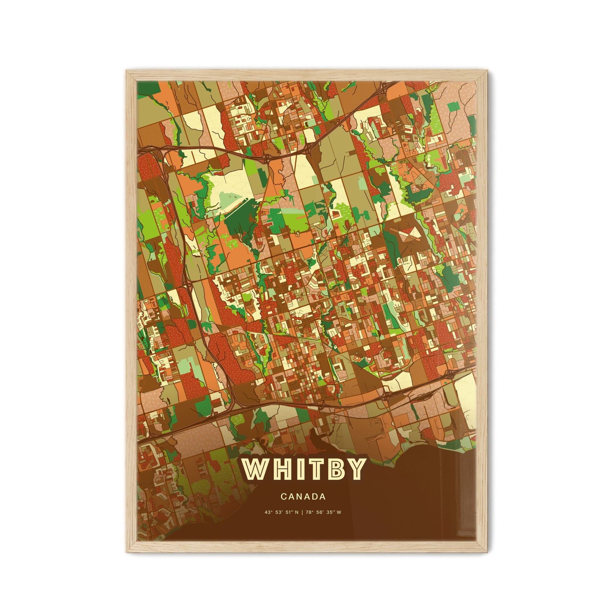 Colorful Whitby Canada Fine Art Map Farmhouse