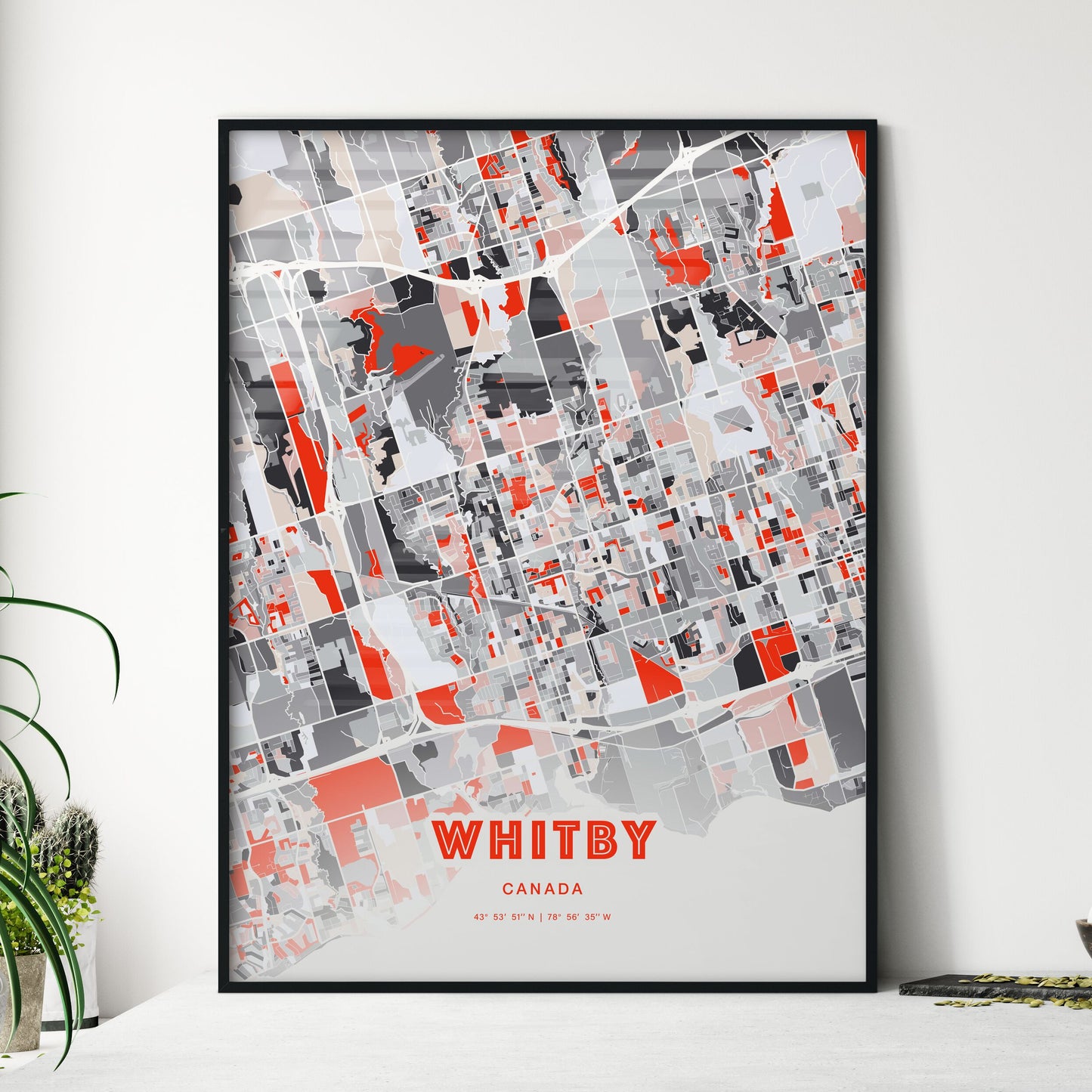 Colorful Whitby Canada Fine Art Map Modern Expressive