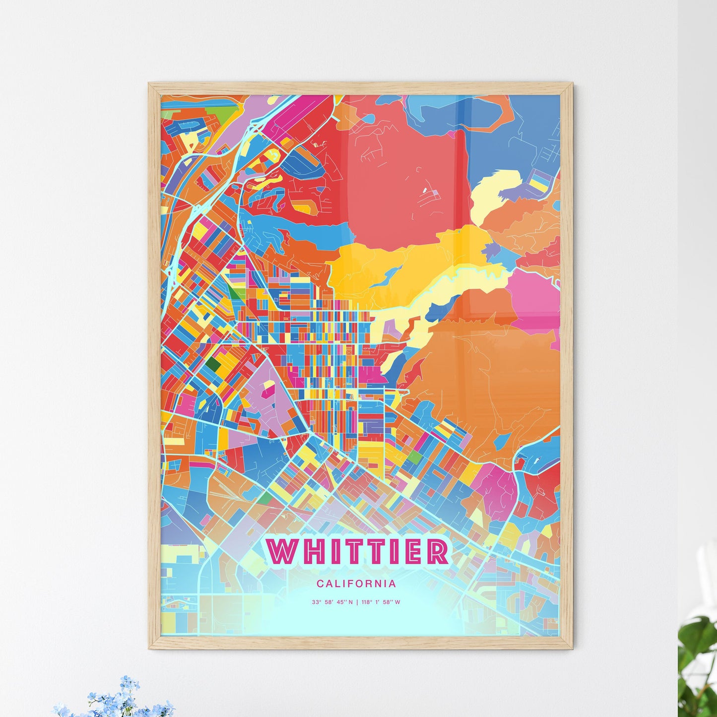 Colorful Whittier California Fine Art Map Crazy Colors