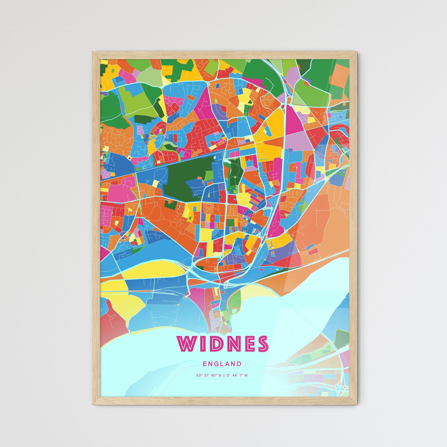 Colorful Widnes England Fine Art Map Crazy Colors