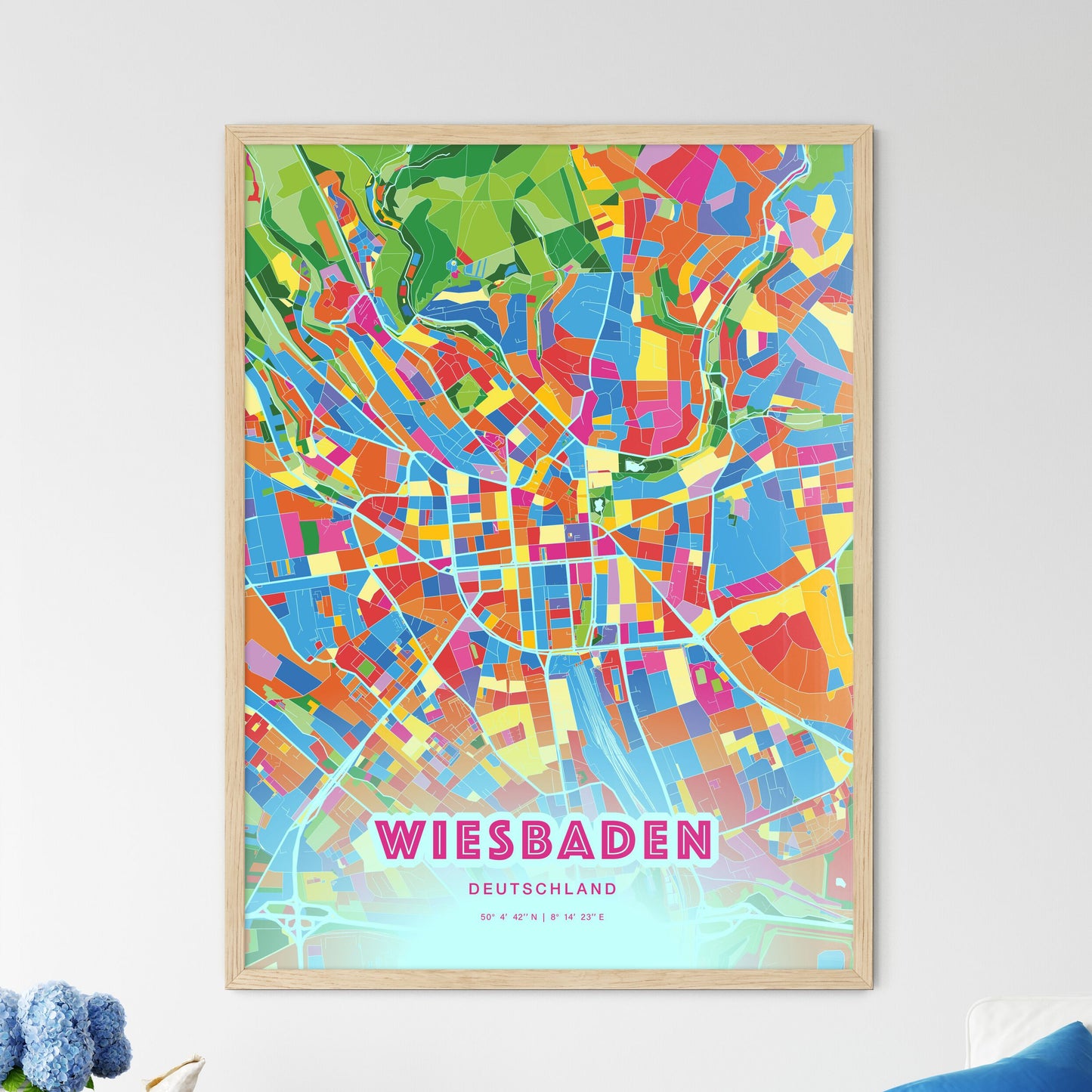 Colorful Wiesbaden Germany Fine Art Map Crazy Colors