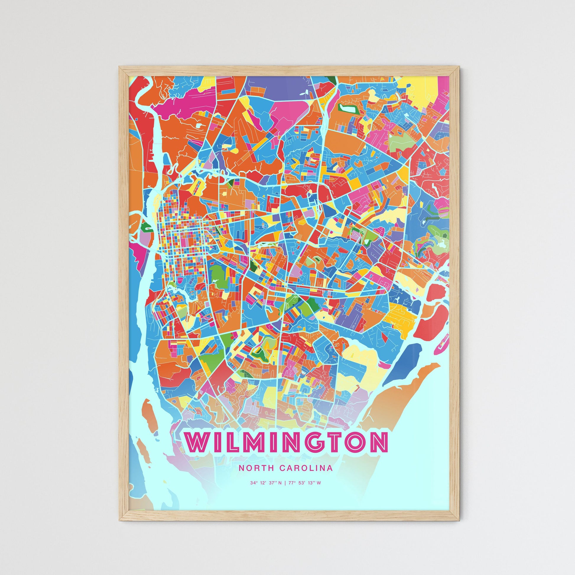 Colorful Wilmington North Carolina Fine Art Map Crazy Colors