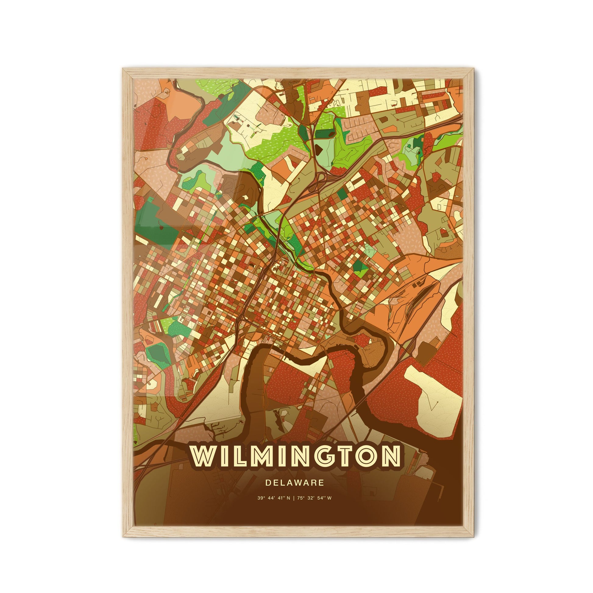 Colorful Wilmington Delaware Fine Art Map Farmhouse