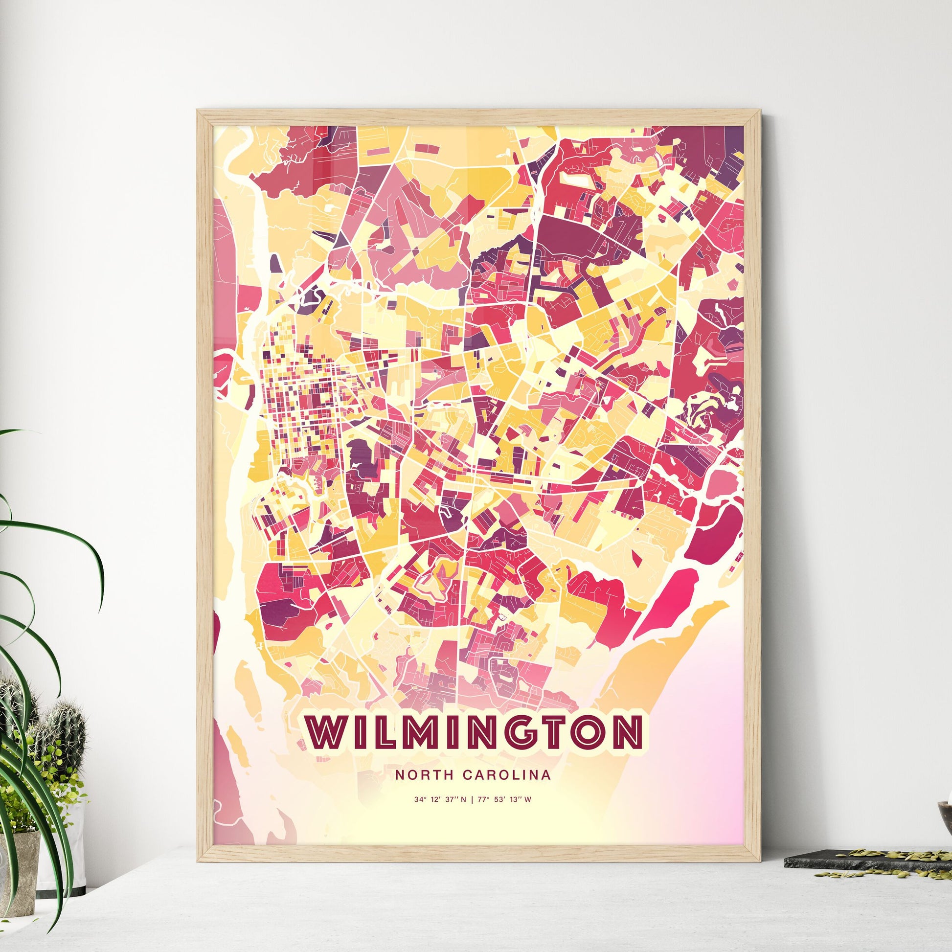 Colorful Wilmington North Carolina Fine Art Map Hot Red