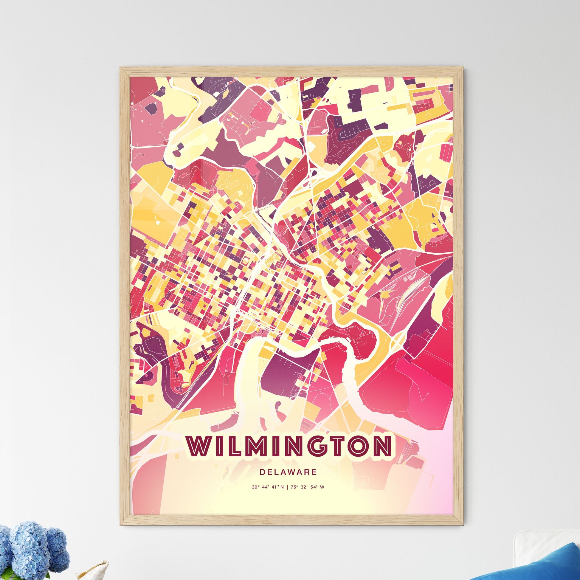 Colorful Wilmington Delaware Fine Art Map Hot Red