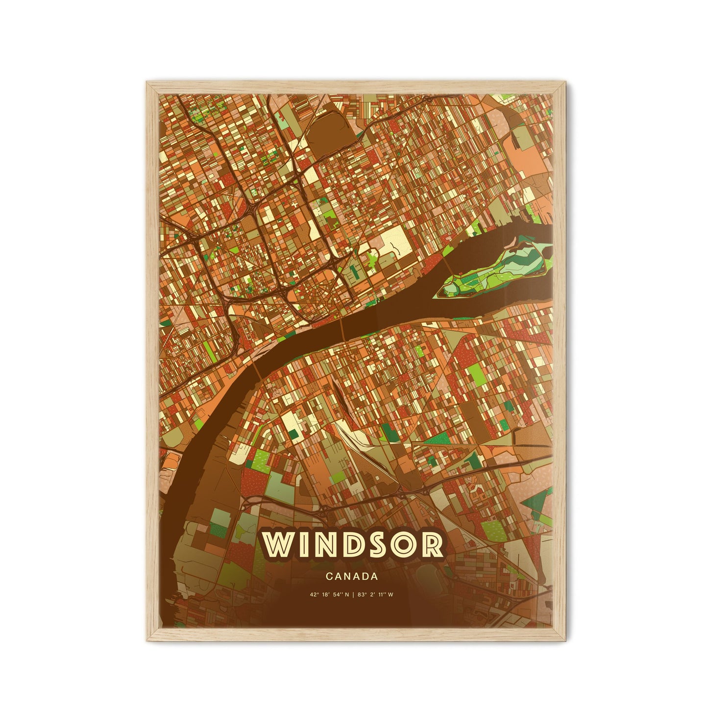 Colorful Windsor Canada Fine Art Map Farmhouse