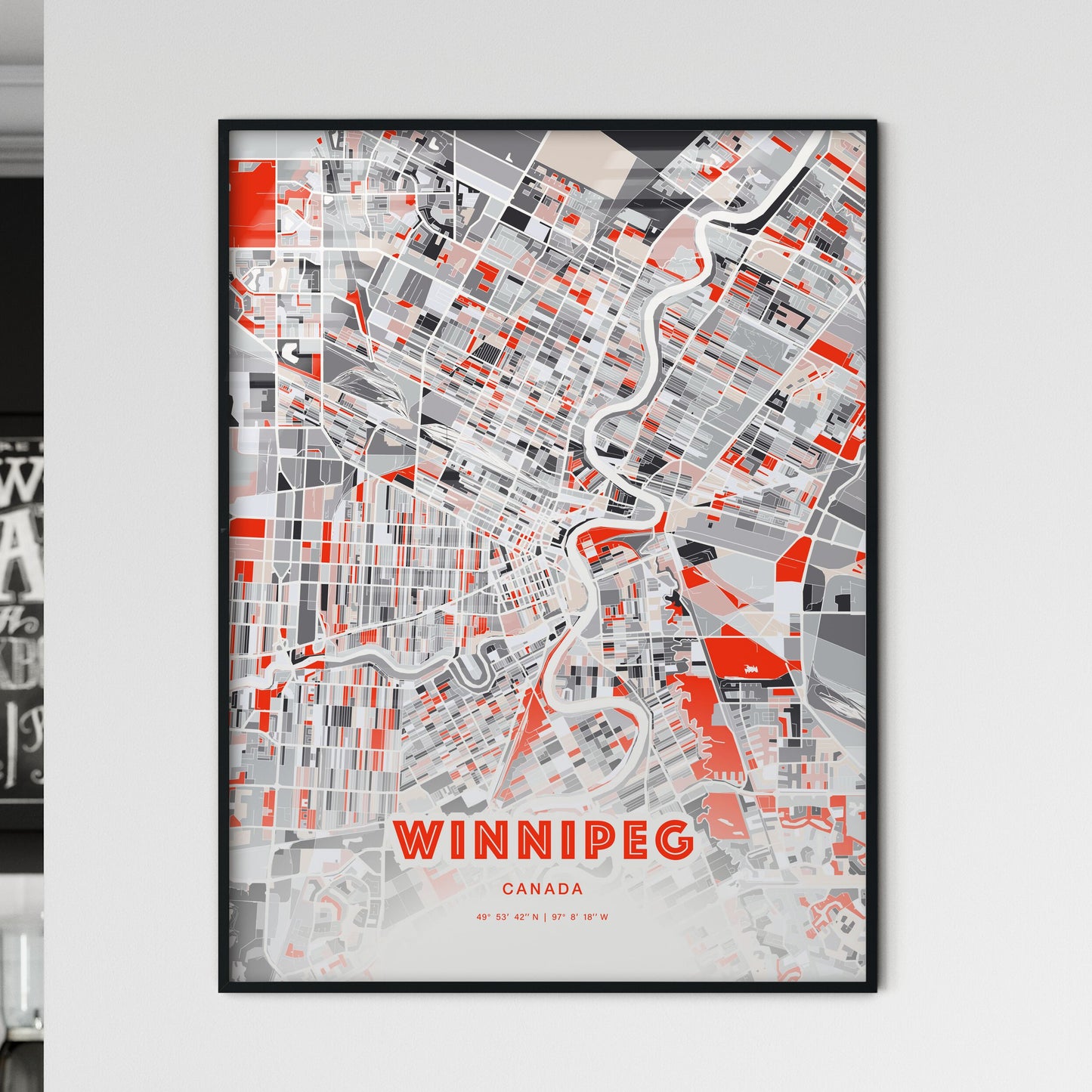 Colorful Winnipeg Canada Fine Art Map Modern Expressive