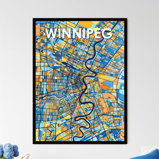 WINNIPEG CANADA Vibrant Colorful Art Map Poster Blue Orange