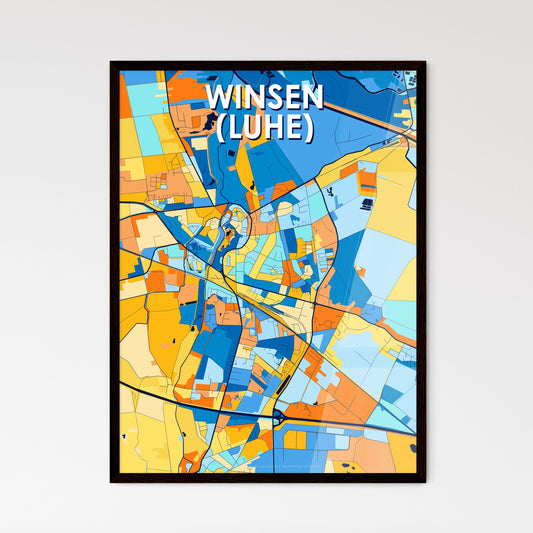 WINSEN (LUHE) GERMANY Vibrant Colorful Art Map Poster Blue Orange