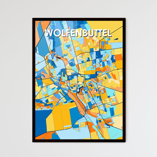 WOLFENBUTTEL GERMANY Vibrant Colorful Art Map Poster Blue Orange