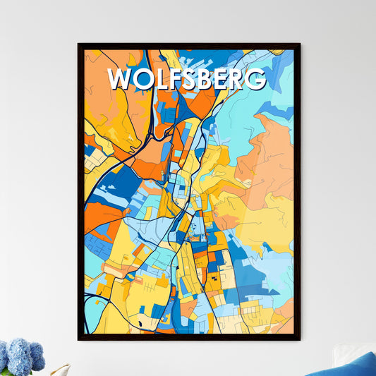 WOLFSBERG AUSTRIA Vibrant Colorful Art Map Poster Blue Orange