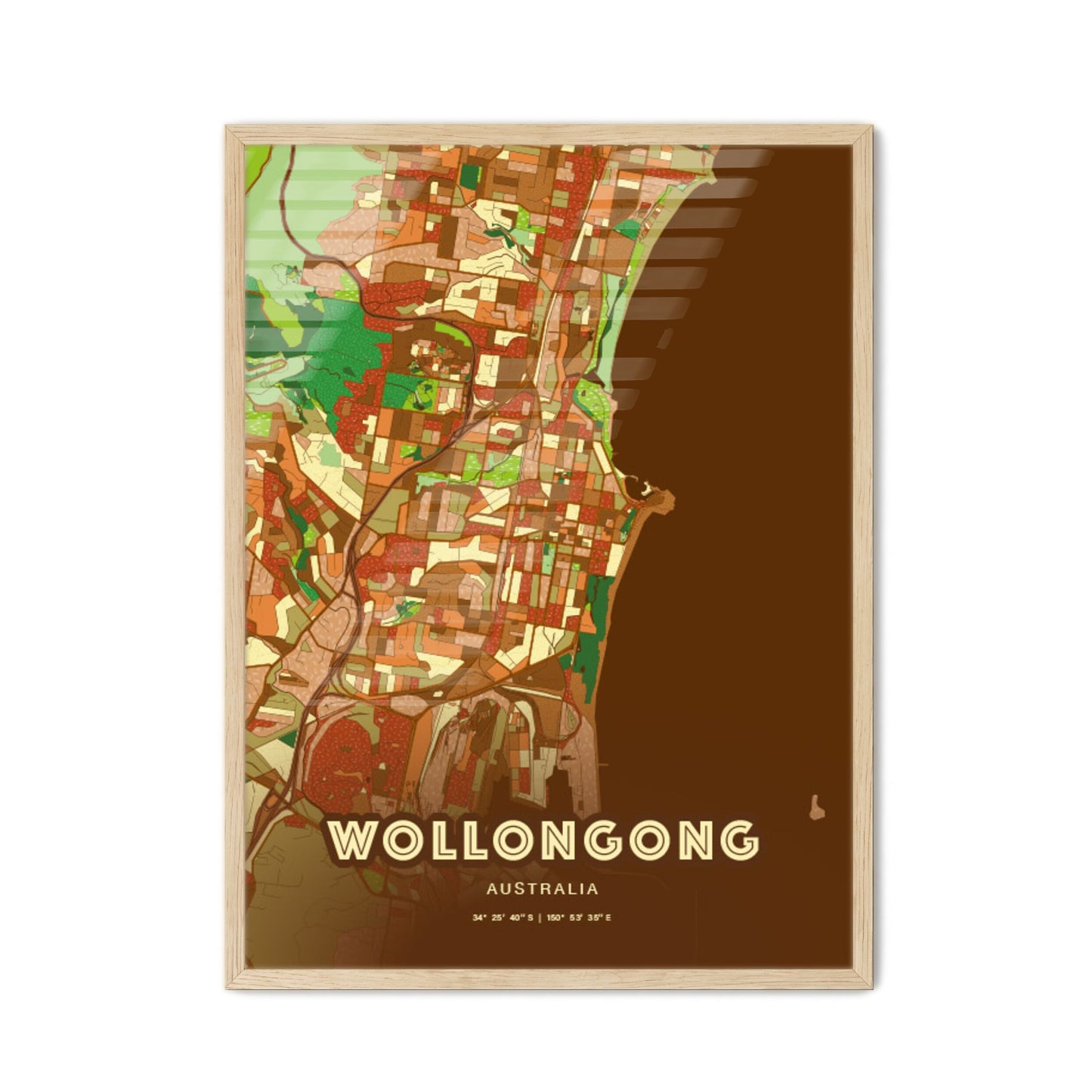 Colorful Wollongong Australia Fine Art Map Farmhouse