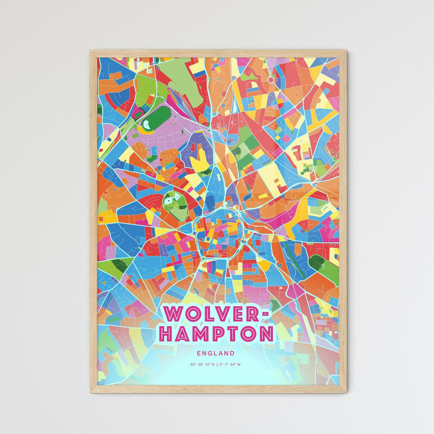 Colorful Wolverhampton England Fine Art Map Crazy Colors