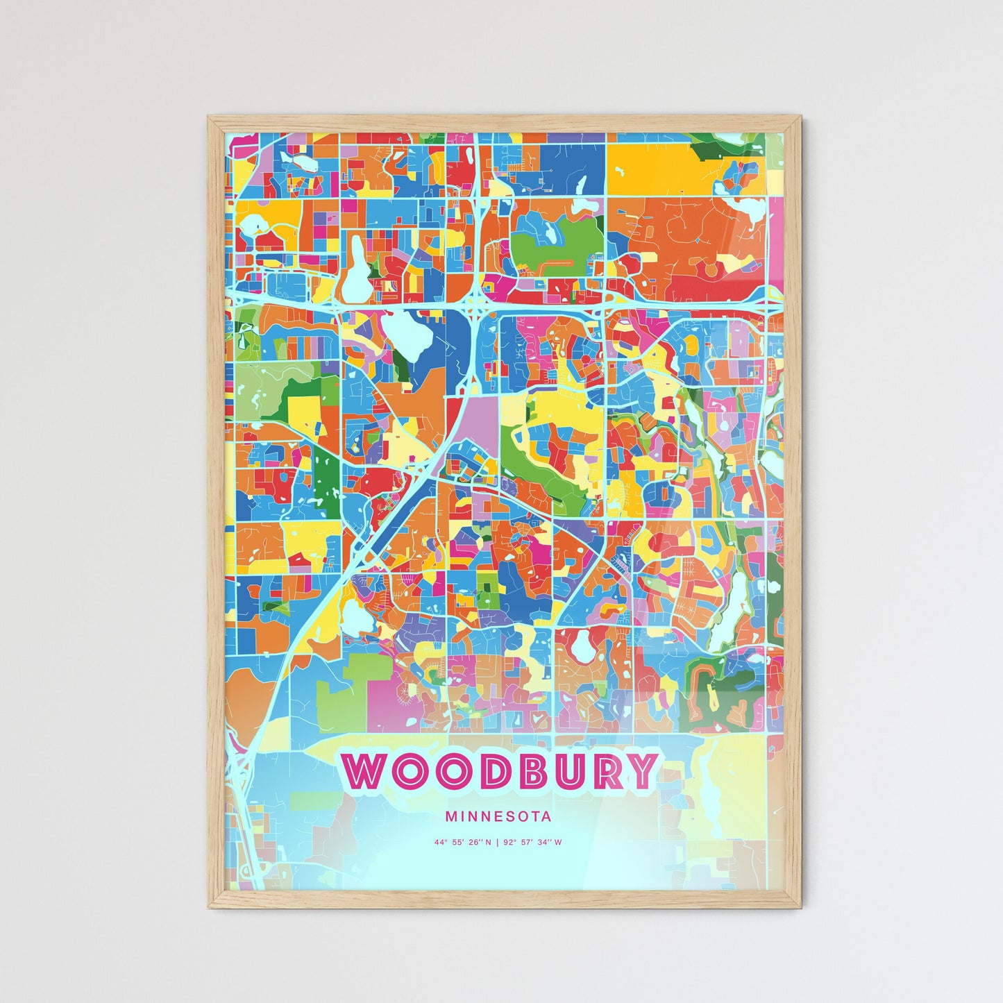 Colorful Woodbury Minnesota Fine Art Map Crazy Colors