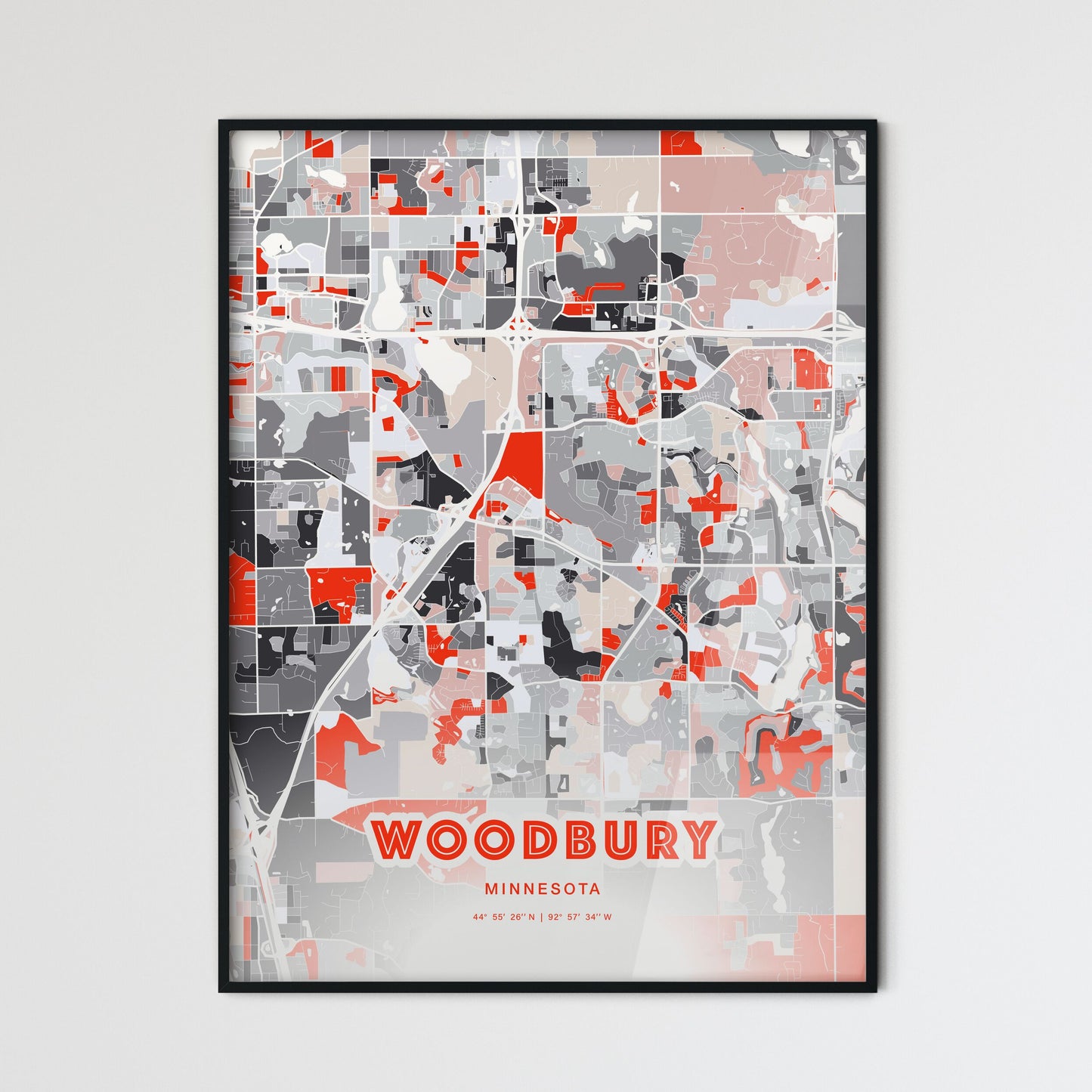 Colorful Woodbury Minnesota Fine Art Map Modern Expressive