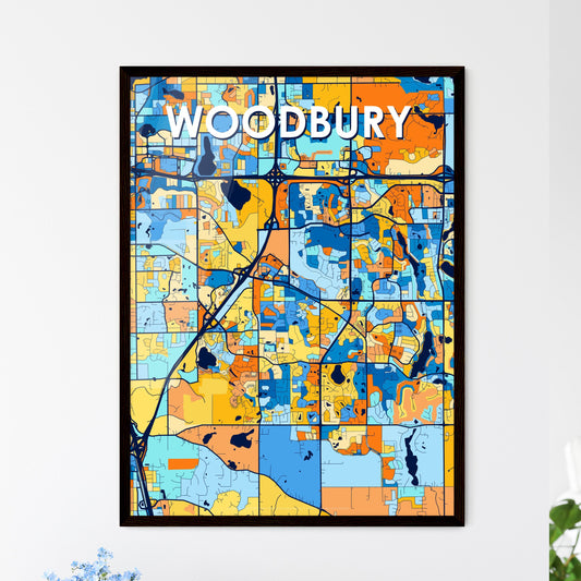 WOODBURY MINNESOTA Vibrant Colorful Art Map Poster Blue Orange