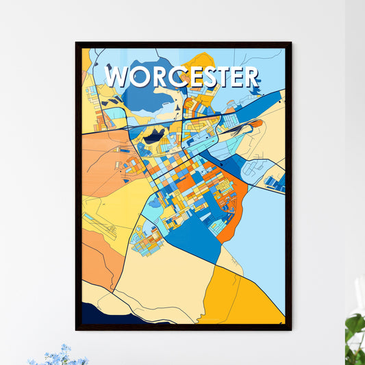 WORCESTER SOUTH AFRICA Vibrant Colorful Art Map Poster Blue Orange