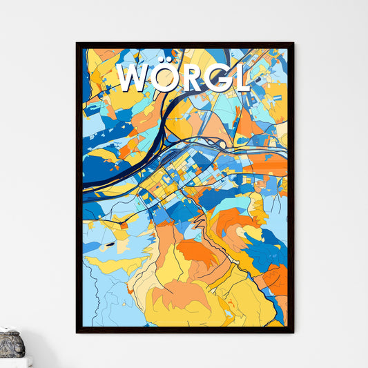 WÖRGL AUSTRIA Vibrant Colorful Art Map Poster Blue Orange