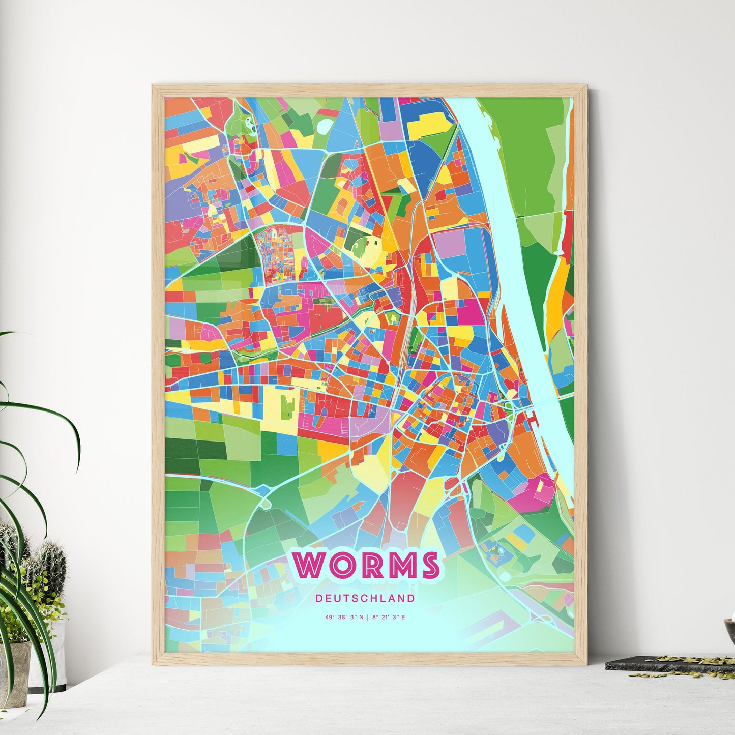 Colorful Worms Germany Fine Art Map Crazy Colors