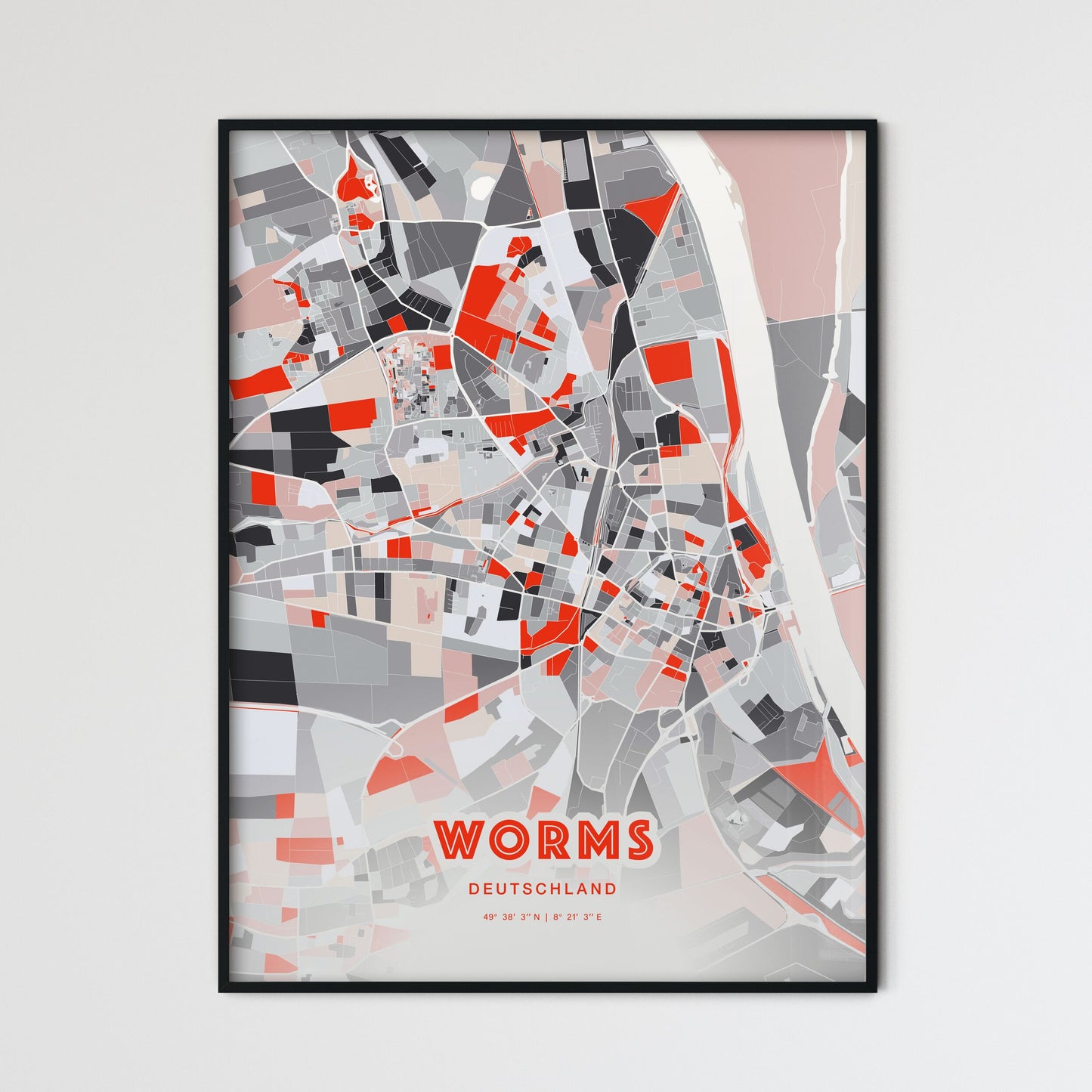 Colorful Worms Germany Fine Art Map Modern Expressive