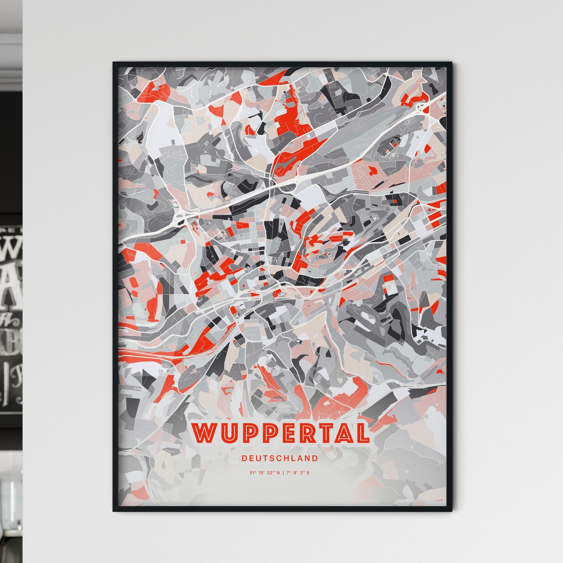 Colorful Wuppertal Germany Fine Art Map Modern Expressive